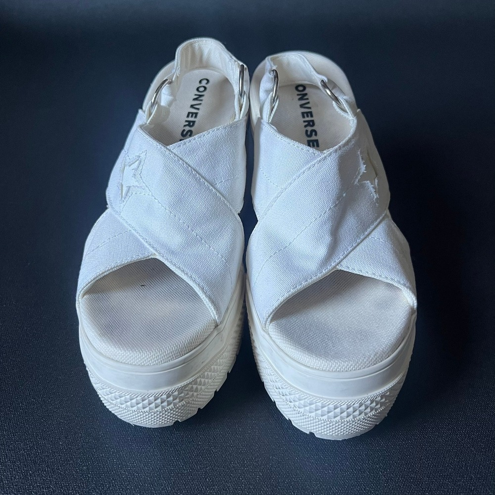 Converse One Star Boardwalk Strut Platform Sandals White Canvas sz 7.5 Rare - Picture 4 of 10